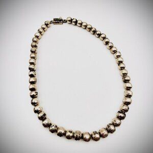 Vintage Taxco Mexico 925 Sterling 8mm Bead Necklace 16” 53g